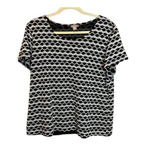 Chico's‎ Blouse Women's Size XL Abstract embroidered Black White Chico's 3
